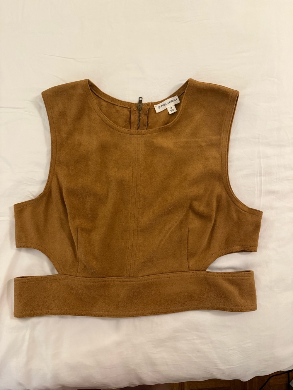 Suede Cutout Crop Top